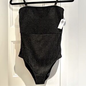 XS Old Navy NWT Black with thin gold thread one piece swimsuit